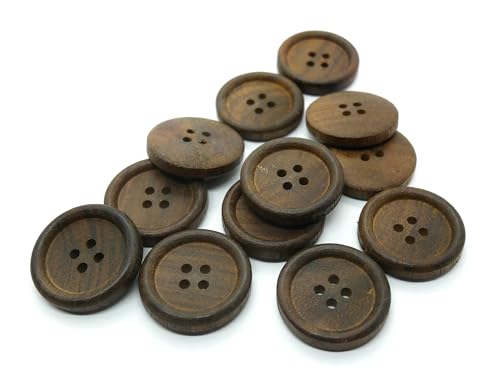 Holzknöpfe Natur beige und braun Klassik / 12, 15, 20, 23, 28, 35 mm/Set 6-24 Stk. Lüna Knöpfe (Braun, 20 mm (12 Stk.)) von Generisch