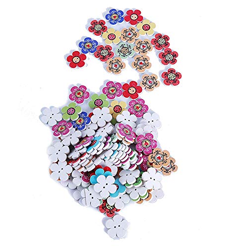 Holzknöpfe in Pflaumenblütenform, verschiedene Farben, zum Basteln, Nähen, Scrapbooking, Dekorationen von Generisch