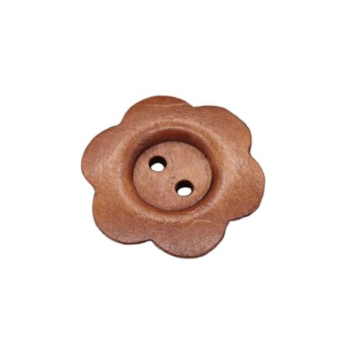 Holzknöpfe zum Selbermachen, Nähzubehör, Blumenform, handgefertigt, Vintage-Handwerk, Kleidung, Pullover, Dekoration (15 mm, Kaffee), 50 Stück von Generisch