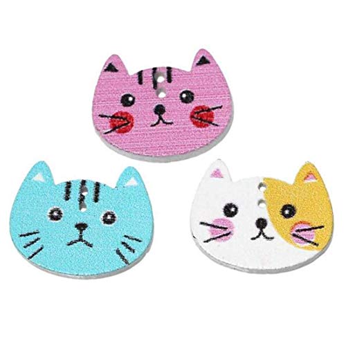 Holzknopf, Scrapbooking, niedliche Katze, Basteln, 2 Löcher, Nähzubehör d von Generisch