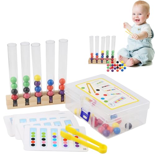 Holzperlen-Farbenspiel – Kinder-Farbenspiel Mit Clip, montessari-Feinmotorik-Spiel | Lernspiel Für Kleinkinder, Reisefreundliches Sensorisches Spielset Für Zuhause, Schule Und Outdoor von Generisch