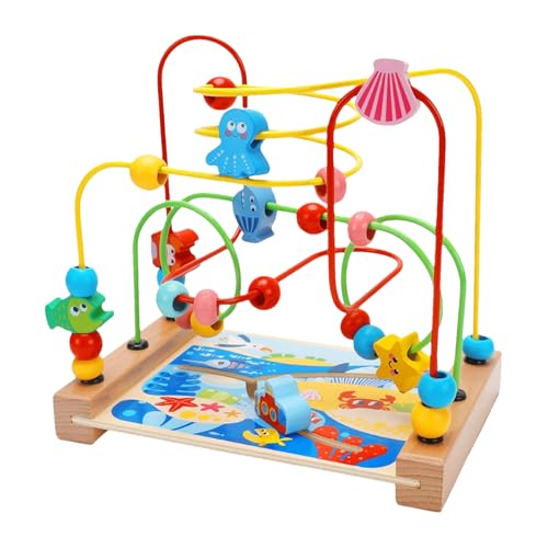 Holzperlen -Labyrinthspielzeug Für Kleinkind - Erste Perlenlabyrollen Achterbahn | Hölzerner Bildungskreis Spielzeug | Vorschule Bildungsspielzeug Geburtstag Und Party Für Kleinkinder Kinder Mä von Generisch