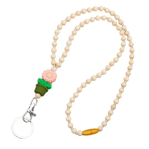 Holzperlen-Lanyards Frauen, Perlen-Lanyards Ausweise | Schlüsselbänder Mit Blumenperlen Ausweise Und Schlüssel - Entzückendes Boho-Ausweis-Schlüsselband Mitarbeiter Und Studenten von Generisch