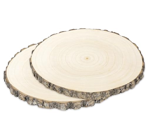 Holzscheiben 30 cm Durchmesser (28-32cm) für DIY Basteln und Dekorieren - 2 Stück runde Paulownia-Holz Baumscheiben - Naturbelassene Holz Birkenscheiben als Holzdeko Holzplatten von Generisch