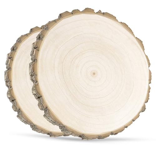 Holzscheiben 4 Stück, Baumscheiben 28-32 cm, Naturholz Paulownie ohne Loch 2 cm Dicke, Runde Holzplatten zum Basteln, DIY Deko für Hochzeit Weihnachten Tischdekoration Kreative Geschenke von Generisch