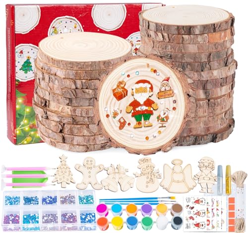 Holzscheiben 8-9cm, 30 Stück Holzplatte Rund, mit 6 Weihnachts Holzdeko, mit DIY Geräte, Unbehandeltes Naturholz, Baumscheiben für Weihnachtsbaum Weihnachtsdeko Handwerk, mit Loch Holzscheiben 8-9cm, 30 Stück Holzplatte Rund, mit 6 Weihnachts Holzdeko, mit DIY Geräte, Unbehandeltes Naturholz, Baumscheiben für Weihnachtsbaum Weihnachtsdeko Handwerk, mit Loch von Generisch