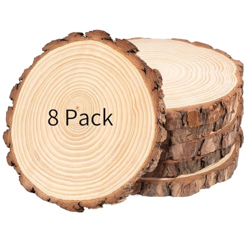 Holzscheiben 8 Stück, Baumscheiben 25-28cm, Naturholz Kiefer ohne Loch 2cm Dicke, Runde Holzplatten zum Basteln, DIY Deko für Hochzeit Weihnachten Tischdekoration von Generisch