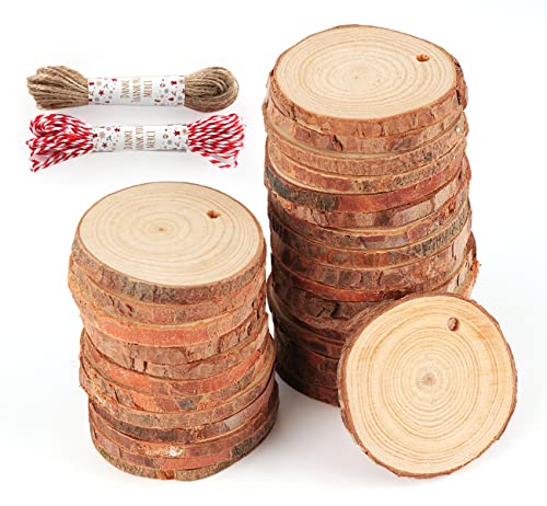Holzscheiben mit Loch 6-7cm, 50 Stück Unvollendete Holzkreise Runde Holzstücke 0,5cm Dick, Baumscheiben Deko mit Schlüsselband, Baumscheiben für DIY-Basteleien Holzscheiben mit Loch 6-7cm, 50 Stück Unvollendete Holzkreise Runde Holzstücke 0,5cm Dick, Baumscheiben Deko mit Schlüsselband, Baumscheiben für DIY-Basteleien von Generisch