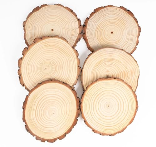 Holzscheiben ohne Loch, 6er Set, Holz Log Scheiben 18-20 cm, Unbehandeltes Baumscheiben Groß, Natürliche Runde Holzkreise für DIY Basteln Hochzeit Weihnachten Dekoration Holzscheiben ohne Loch, 6er Set, Holz Log Scheiben 18-20 cm, Unbehandeltes Baumscheiben Groß, Natürliche Runde Holzkreise für DIY Basteln Hochzeit Weihnachten Dekoration von Generisch