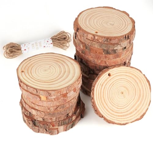Generisch Holzscheiben zum Basteln, 30er-Pack, 8-9cm, Unbehandeltes Holz Log Scheiben mit Loch Runde Naturholzscheiben für DIY Handwerk Basteln Hochzeit Weihnachten Dekoration Baumscheibe Generisch Holzscheiben zum Basteln, 30er-Pack, 8-9cm, Unbehandeltes Holz Log Scheiben mit Loch Runde Naturholzscheiben für DIY Handwerk Basteln Hochzeit Weihnachten Dekoration Baumscheibe von Generisch