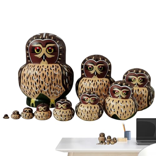 Holzstapelpuppen - 12 cm Handgefertigtes Nistset, Cartoon Tiermuster, Dekorative Ornament, Puppen, Russische Zimmerdekoration, Wohnkultur | Musterspielzeug Für Bildungslernen, Langlebige Dekoration Holzstapelpuppen - 12 cm Handgefertigtes Nistset, Cartoon Tiermuster, Dekorative Ornament, Puppen, Russische Zimmerdekoration, Wohnkultur | Musterspielzeug Für Bildungslernen, Langlebige Dekoration von Generisch