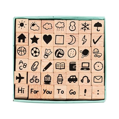 Holzstempel Set, Gummi und Holz Stempel Set - Kunstprojekte dekorative Holzstempel Journal - Kreative Holz Kunst Postkarten Symbol für Erwachsene von Generisch