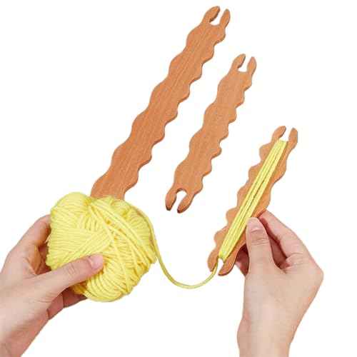 Holzwebmarker, einzigartige Stick -Shuttles -Webstangen 3 Teile, handgefertigte Bastelstangen, Strickwerkzeuge für Basteln, Strickprojekte von Generisch