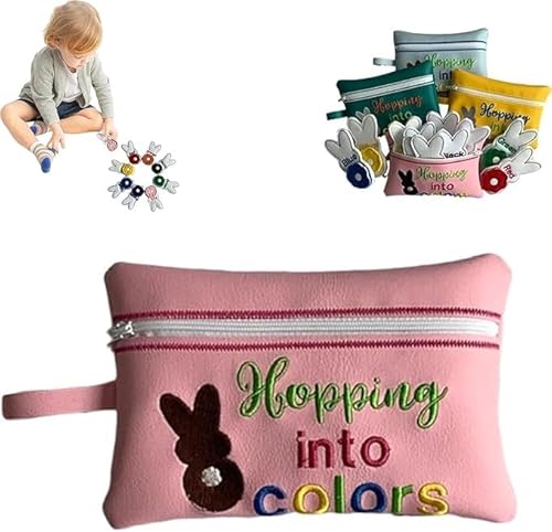 Hopping Into Colors Match Easter Basket Filler, Easter Sensory Bin Stuffers, Educational Easter Learning,8 Removable Tail Bunnies and Color Bags, for Preschool Educational Family Activities (Pink) von Generisch
