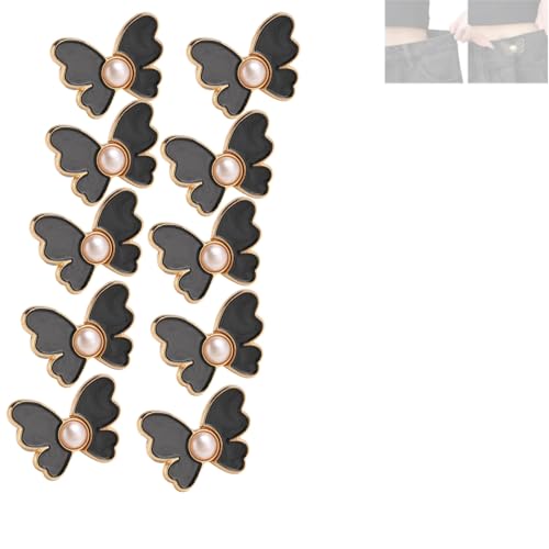 Hosen-Taillenspanner mit Druckknöpfen, abnehmbare Schmetterlings-Clips, Taillenmieder, Hosen-Taillenstraffer, Schmetterling, kein Nähen, Taillenspanner für Jeans, Taschen, Hüte, 10 Stück (schwarz) Hosen-Taillenspanner mit Druckknöpfen, abnehmbare Schmetterlings-Clips, Taillenmieder, Hosen-Taillenstraffer, Schmetterling, kein Nähen, Taillenspanner für Jeans, Taschen, Hüte, 10 Stück (schwarz) von Generisch