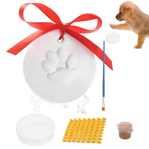 Hunde- und Katzenpfotenabdruck-Set – Baby-Hand- und Fußabdruck-Set, Katzenpfotenabdruck-Andenken | Leichter Ton-Abformungssatz für Haustierpfoten, kein Durcheinander, selbstgemachter Haustier-Fußabdru von Generisch
