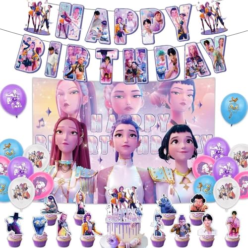 Hunter Partygeschirr-Set, 51-teilig, Geburtstagsparty-Dekorationen, Kpop, Cartoon-Thema, Geburtstagsparty-Zubehör, Happy Birthday, Tischdecke, Pappteller, Becher, Servietten für Kinder, Babypartys Hunter Partygeschirr-Set, 51-teilig, Geburtstagsparty-Dekorationen, Kpop, Cartoon-Thema, Geburtstagsparty-Zubehör, Happy Birthday, Tischdecke, Pappteller, Becher, Servietten für Kinder, Babypartys von Generisch