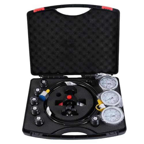 Hydraulisches Stickstoffdruckprüfset 7 in 1 Stickstoffset | Stickstoffladesystem | Komplett mit 3 Präzisionsmessern (1500/4000/6000 PSI), 7 Kupplungen, Gasschlauch für Speicherwartung (Black) von Generisch