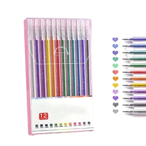 Implementarch Pens, Glitter Gel Pen Set, Iridescent Glitters Gel Ink Pen Set, Smooth Writing and Precise Lines, for Drawing, Doodling, Crafts and Taking Note(12pcs) von Generisch