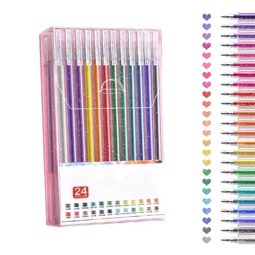 Implementarch Pens, Glitter Gel Pen Set, Iridescent Glitters Gel Ink Pen Set, Smooth Writing and Precise Lines, for Drawing, Doodling, Crafts and Taking Note(24pcs) von Generisch