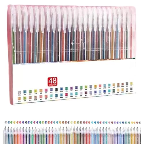 Implementarch Pens, Glitter Gel Pen Set, Iridescent Glitters Gel Ink Pen Set, Smooth Writing and Precise Lines, for Drawing, Doodling, Crafts and Taking Note(48pcs) von Generisch