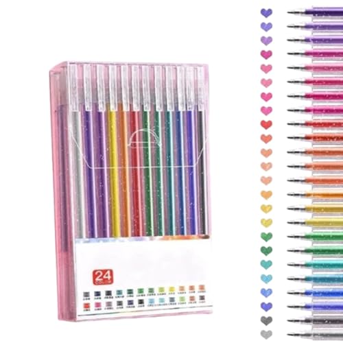 Implementarch Stifte, Glitzer-Gelstift-Set, Gelmarker-Set Farbige Stifte für DIY-Projekte und Kunst, zum Zeichnen, Kritzeln, Basteln und Notizen machen (24pcs) von Generisch