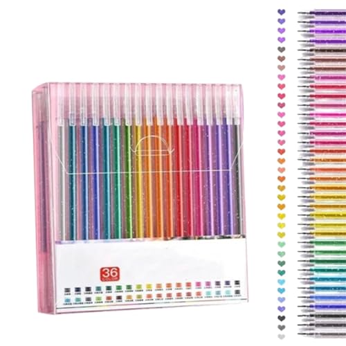 Implementarch Stifte, Glitzer-Gelstift-Set, Gelmarker-Set Farbige Stifte für DIY-Projekte und Kunst, zum Zeichnen, Kritzeln, Basteln und Notizen machen (36pcs) von Generisch