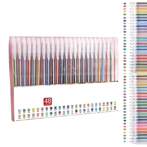 Implementarch Stifte, Glitzer-Gelstift-Set, Gelmarker-Set Farbige Stifte für DIY-Projekte und Kunst, zum Zeichnen, Kritzeln, Basteln und Notizen machen (48pcs) von Generisch
