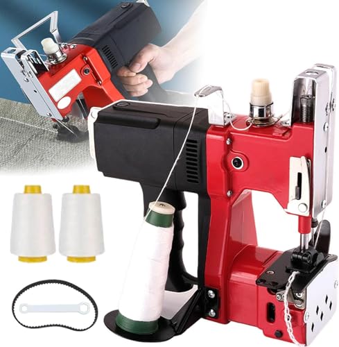 Industrielle tragbare Nähmaschine, hohe Leistung 210W, 2600 U/min, All-Copper-Motor, automatisches Gewindeschnitt, für Sackleinensäcke, Leinwand, Futtermittelsäcke, Reisbeutel, PP gewebt von Generisch
