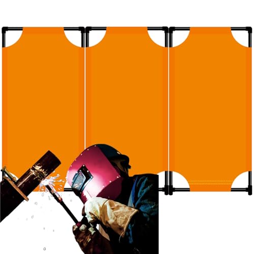 Industrieller Schweiß-Trennwand, tragbarer 3-Panel-Funkenschutz mit Ständer für Autoreparatur und Bau, isolierter Fiberglas-Sicherheits-Trennwand von Generisch