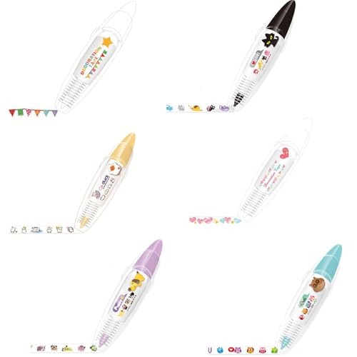 Infinite Decorative Pens for Kids, Infinite Press Type Decorative Pens Rolling Decorative Tape Pen for Kids Crafts, Diy Cute Animals Press Type Decoratives Pen (Pink heart series) von Generisch