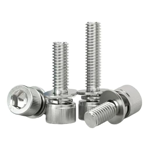 Innensechskantschraube aus 304 Edelstahl, flache Unterlegscheibe, Federdichtung, Montageschraube, 30 mm, 10 Stück, M5 Innensechskantschraube aus 304 Edelstahl, flache Unterlegscheibe, Federdichtung, Montageschraube, 30 mm, 10 Stück, M5 von Generisch