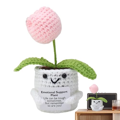 Inspirierende Unterstützung Blumentopf, Strickpuppe mit positiver Karte, Unterstützung Blume häkeln, handgefertigte positive inspirierende Unterstützung, Häkelblume, Home Office Schreibtisch Inspirierende Unterstützung Blumentopf, Strickpuppe mit positiver Karte, Unterstützung Blume häkeln, handgefertigte positive inspirierende Unterstützung, Häkelblume, Home Office Schreibtisch von Generisch