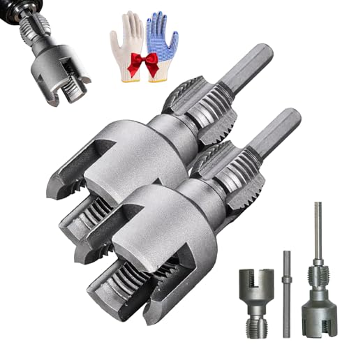 Integrated Internal & External Pipe Threading Tool, 1/2" 3/4" Rethreading Tool for Water Pipes, Electric Drill Compatible 2 In 1 PVC Threading Tool Kit (1/2"+3/4", 2Sets) von Generisch