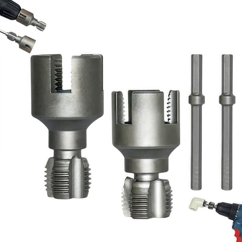 Integrated Internal & External Pipe Threading Tool, 2025 New Pipe Thread Cutting Tool, 1/2'' 3/4'' 1'' Dies, Electric Drill Compatible 2-in-1 PVC Pipe Threader Kit for Home Repair(1/2in+3/4in) von Generisch