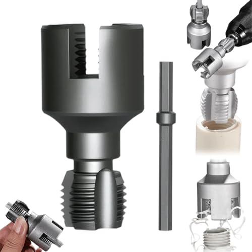Integriertes internes und externes Rohrgewindewerkzeug, Rohrgewinde-Schneidwerkzeug, 2025 verbesserte elektrische Bohrmaschine, kompatibles PVC-Rohreinfädler-Set, 1,27 cm, 1,9 cm Rohreinfädelwerkzeug von Generisch