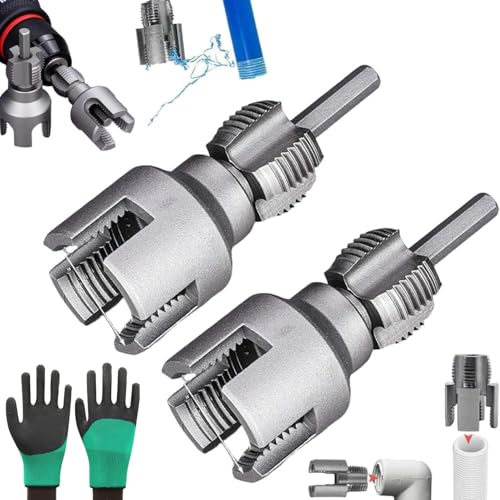 Internal External Pipe Thread Tools,Electric Drill Compatible PVC Pipe Cutting Tool,Plastic Pipes Trimming Angle Bolt Repair Tool,Rethreading Tools for Water Pipes,Universal (1/2"", 2) von Generisch