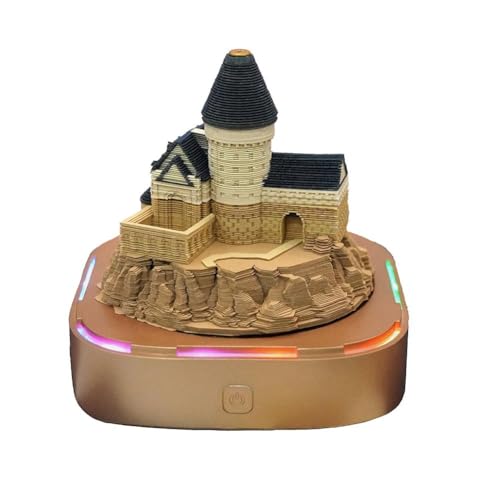 Jahreskalender 2025, Schloss zum Abreißen, 3D-Papier, Hausdekoration, Skulptur, Geschenk, Lichter, mit V1J8 Desktop-Notizblock von Generisch