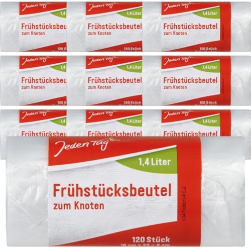 Jeden Tag Frühstücksbeutel zum Knoten, 1,4 Liter, 18x23x8 cm, 120 Stück, 10er Pack Jeden Tag Frühstücksbeutel zum Knoten, 1,4 Liter, 18x23x8 cm, 120 Stück, 10er Pack von Generisch