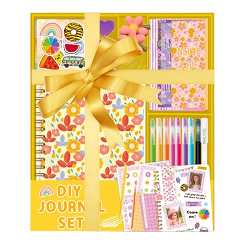 Journal Kit Kids, Floral Diary Set, Craft Stationery Supply, Sticker Accessories and Writing Tools Included Personalized Fun, Creative Expression, Scrapbooking, Present Giving 12.01x10.51x1.61 Inches von Generisch