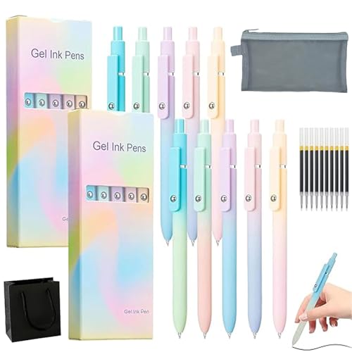 Joxop Pens Gel, 5 Pcs Gel Ink Pen with 10 Refills, 0.5mm Medium Tip Black Ink Roller Ball Pens, Quick Drying for Smooth Writing (2 set) von Generisch