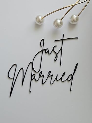 Just Married Acryl-Kuchenaufsätze "Just Married", "Just Married"-Kuchendekorationen (10,2 cm, schwarzes Spiegel-Acryl) von Generisch