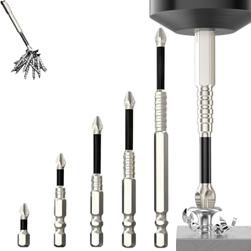K5 Schlagfester, rutschfester Bit, neuer hochmagnetischer Schraubendreher-Bohrer-Bitsatz, Universal-Bit für Schlagschrauber (Set B: 50 mm-65 mm-75 mm-100 mm-150 mm) von Generisch