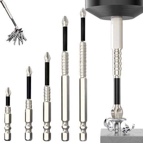 K5 Schlagfester, rutschfester Bit, neuer hochmagnetischer Schraubendreher-Bohrer-Bitsatz, Universal-Bit für Schlagschrauber (Set C: 25 mm-50 mm-65 mm-75 mm-100 mm-150 mm) von Generisch