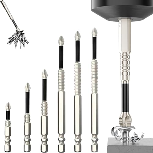 K5 Schlagfester, rutschfester Bit, neuer hochmagnetischer Schraubendreher-Bohrer-Bitsatz, Universal-Bit für Schlagschrauber (Set D: 50 mm-65 mm-75 mm-100 mm-120 mm-150 mm) von Generisch