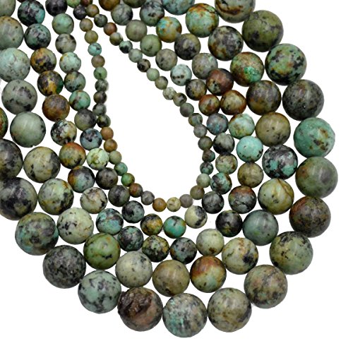 KUB-ADC1001 Runde lose Perlen aus natürlichem Edelstein, 38,1 cm, für Armbänder, Halsketten, Ohrringe, Schmuckherstellung, Basteln, DIY (6 mm, afrikanisches Türkis) von Generisch