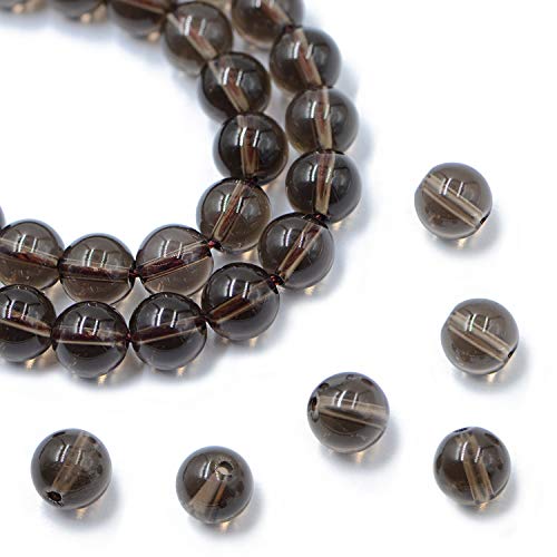 KUB-ADC1046 runde lose Perlen aus natürlichem Edelstein, 38,1 cm, für Armbänder, Halsketten, Ohrringe, Schmuckherstellung, Basteln, DIY (6 mm, Rauchquarz) von Generisch