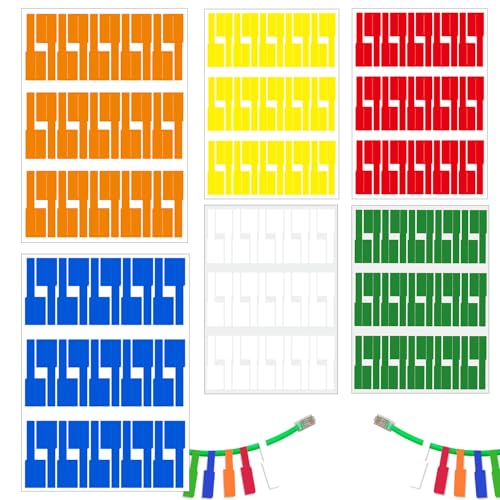 Kabeletiketten – beschreibbare Kabelanhänger für einfache Kabelidentifizierung, farbcodiert (weiß, rot, gelb, blau, grün, orange) für Zuhause, Büro und DIY-Projekte, 180 Stück von Generisch