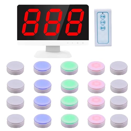 **Kabelloses Quizspiel Buzzer System – 3-stelliger Wettbewerbssummer mit Monitor & 20 kabellosen Fernbedienungen, 3 Antwortmodi, für 1-32 Gruppen, ideal für Party-Quiz & Debatten** von Generisch
