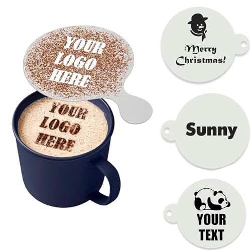 Kaffee-Schablonen für Latte Cappuccino, Kunst, Backen, personalisiertes Logo-Bild Kaffee, wiederverwendbare Schablone mit Logo und Text für Kuchen, Kekse, Sauerteig und Getränke, Dekoration (10 cm Kaffee-Schablonen für Latte Cappuccino, Kunst, Backen, personalisiertes Logo-Bild Kaffee, wiederverwendbare Schablone mit Logo und Text für Kuchen, Kekse, Sauerteig und Getränke, Dekoration (10 cm von Generisch